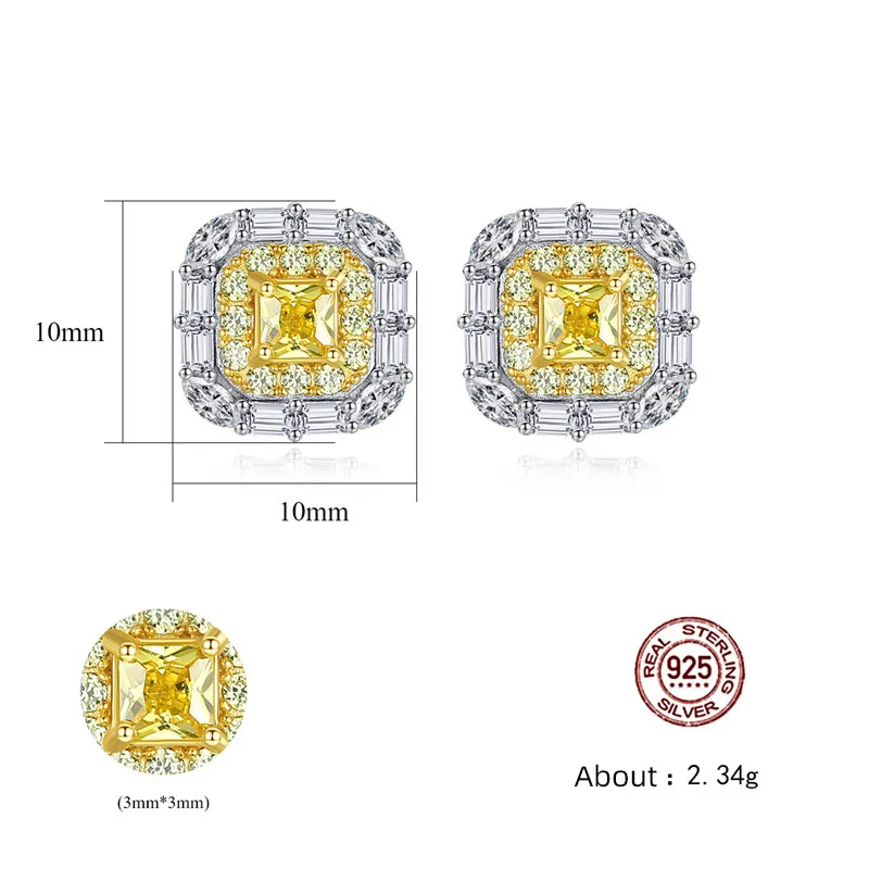 

JoyceJelly Women Fashion Jewelry Earrings 925 Sterling Silver Hot Earrings Female Korean Style Simple Colorful Square Earrings
