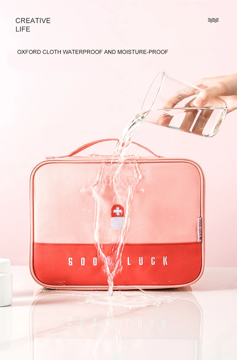 

Waterproof Fabric Medicine Cabinet Storage Box First Aid Kit Thickened Layered Medicine Box Large-Capacity Home Portable