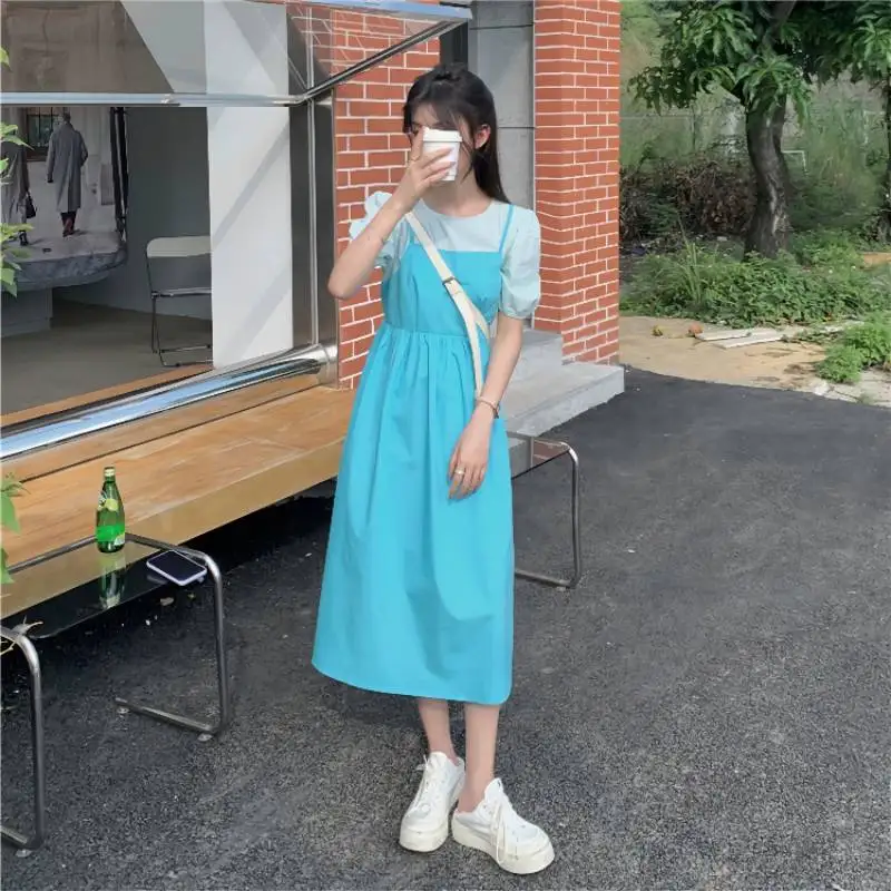 

Женское платье-рубашка в стиле пэчворк, свободное и шикарное платье молочного цвета с пышными рукавами, новинка 2021