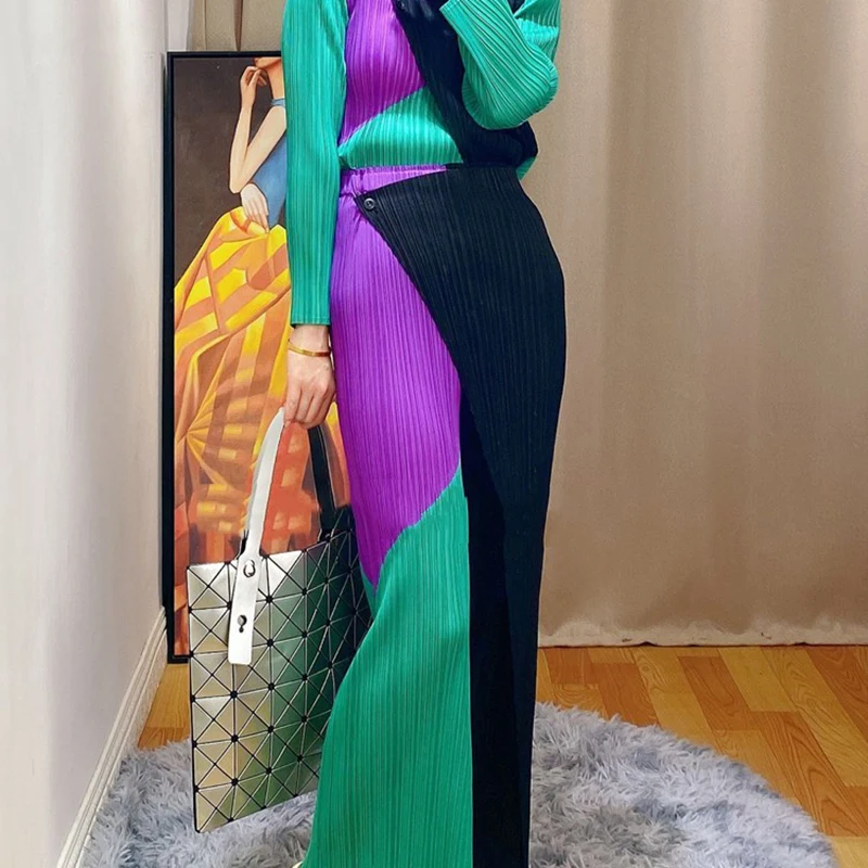 LANMREM 2021 New Spring Women Pants High Waist Loose Causal Pleated Trousers Elegant Office Lady Ankle-Length Pants 2A7011