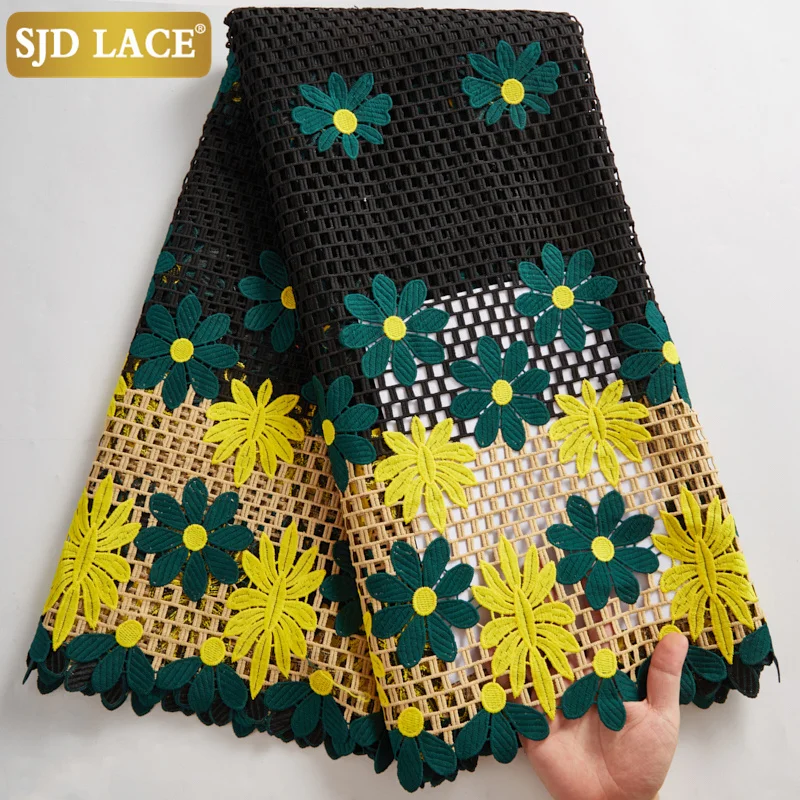 

Кружевной шнур SJD A2658 высокого качества, мягкий африканский гипюр, шнур, кружевная ткань, 5 ярдов, традиционное водорастворимое кружево для с...