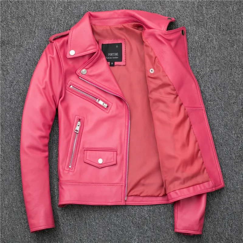 Genuine Spring Autumn Slim for Clothes 2020 Sheepskin Motorcycle Leather Jacket Women YY969