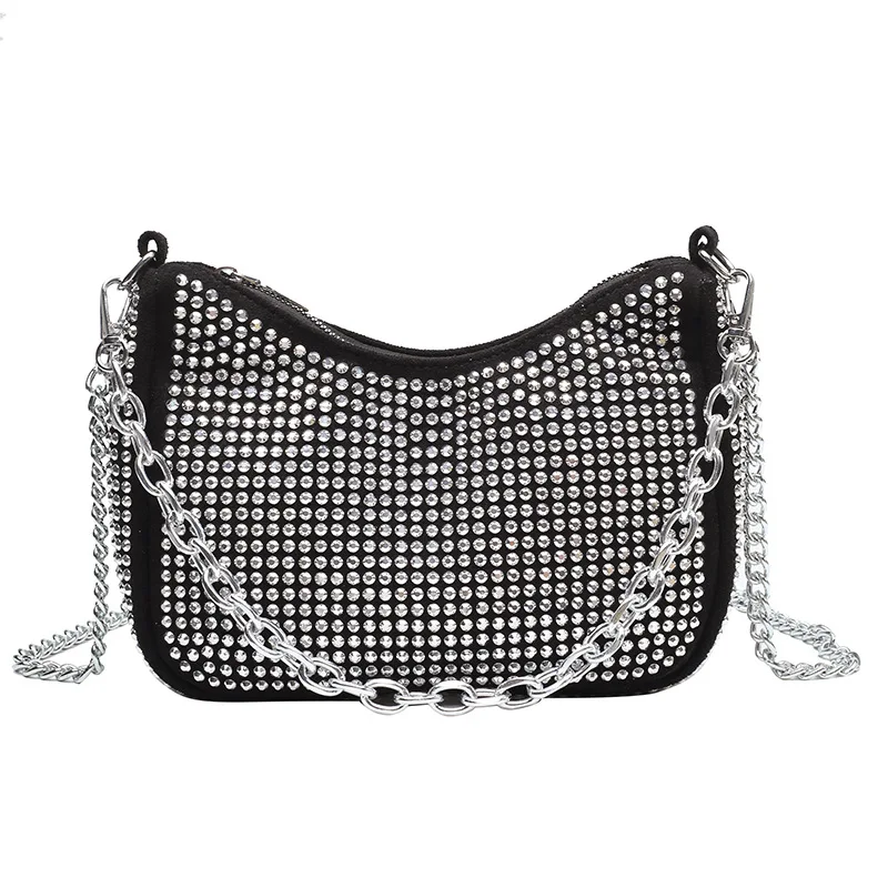 

Diamonds Design Shoulder Bags for Women Tote Chain Strap Luxury Brand Handbags Female Pu Leather Crossbody Bag 2021 Summer New