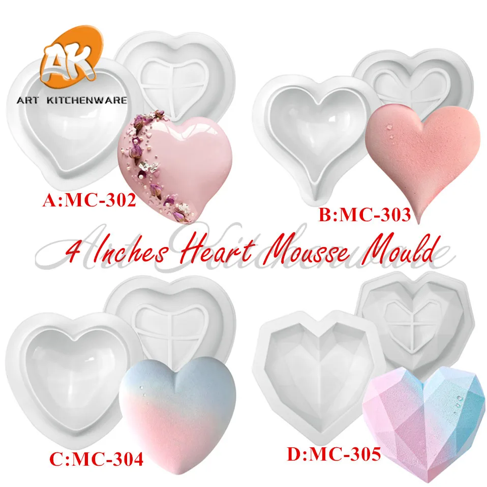 

3D хрупкая силиконовая форма в форме сердца для шоколада, креативная форма для мусса, «сделай сам», формы для мыла ручной работы, инструменты ...