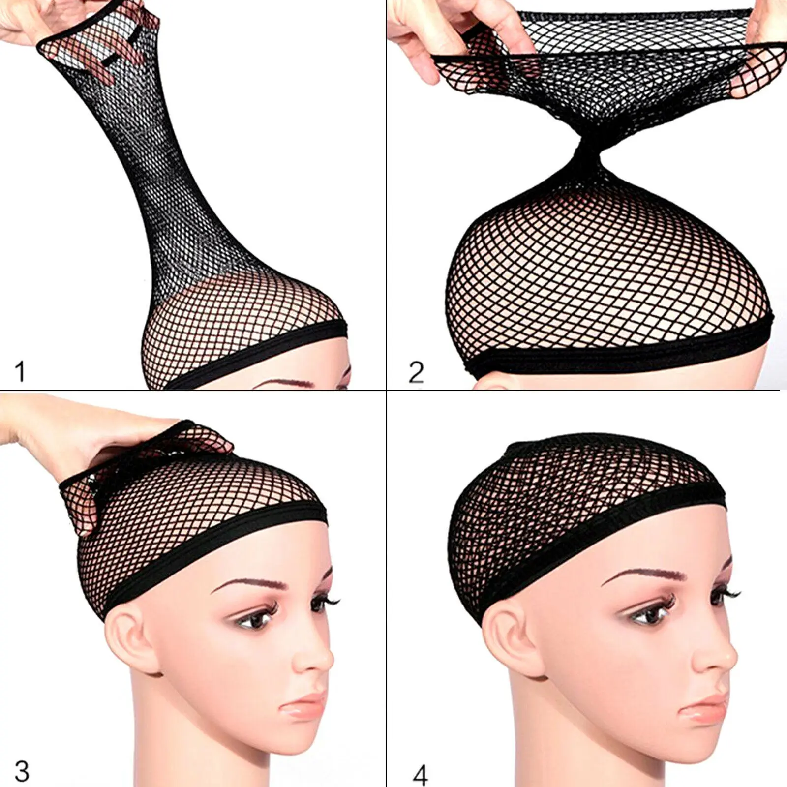 Elastic Mesh Net Wig Caps Fishnet Liner Stocking Sleep for Open End Cap Long and Short Hair | Дом и сад