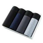 Трусы-боксеры мужские 4 шт., хлопковые шорты, пикантное нижнее белье для геев, шорты-боксеры