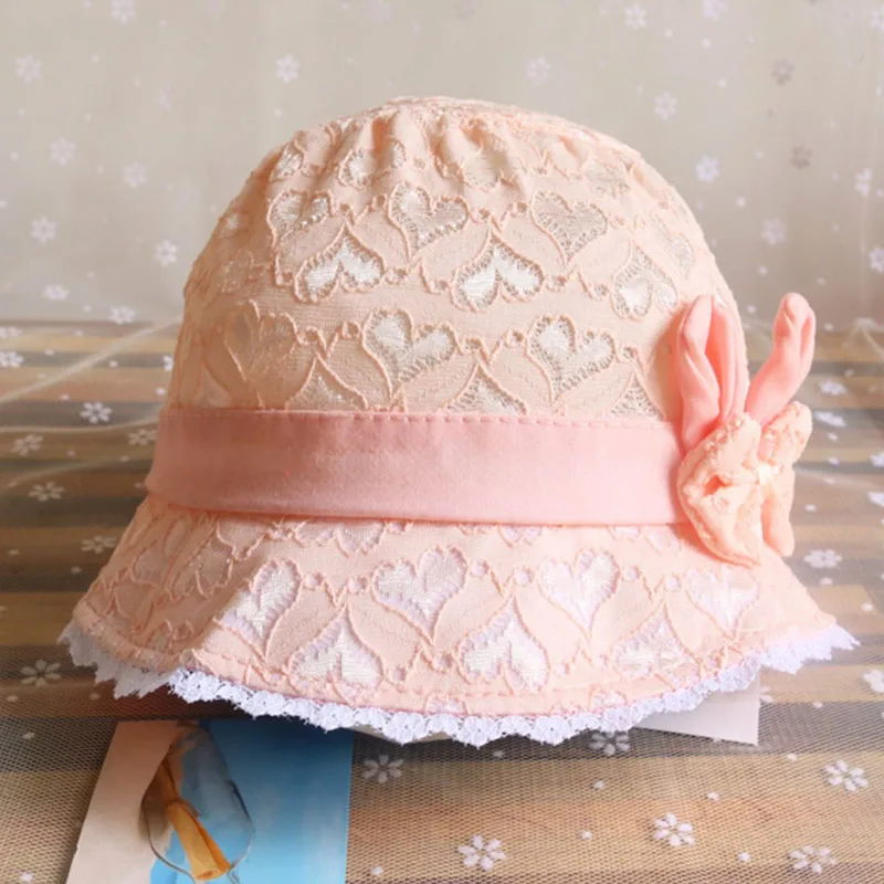 

Breathable Baby Hat Lace 1Pcs Bow-knot Cotton Cute Sunshade Toddler Cap for Summer Baby Girls Princess Caps