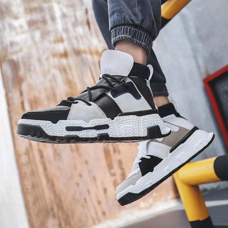 

2019 Men's high-top fashion sneakers trend selling hot comfortable casual shoes outdoor non-slip breathable men's brand shoes