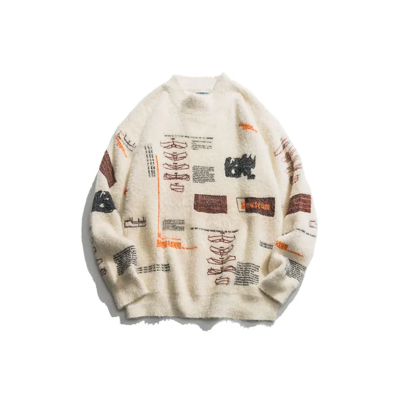 

Graffiti Knitted Pullover Jumper Sweaters Streetwear Hip Hop Casual Long Sleeve Turtleneck Knitwear Sweater Men Tops