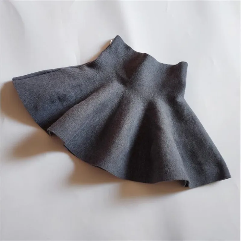 Однотонные вязаные юбки пачки для девочек с высокой талией маленьких детская