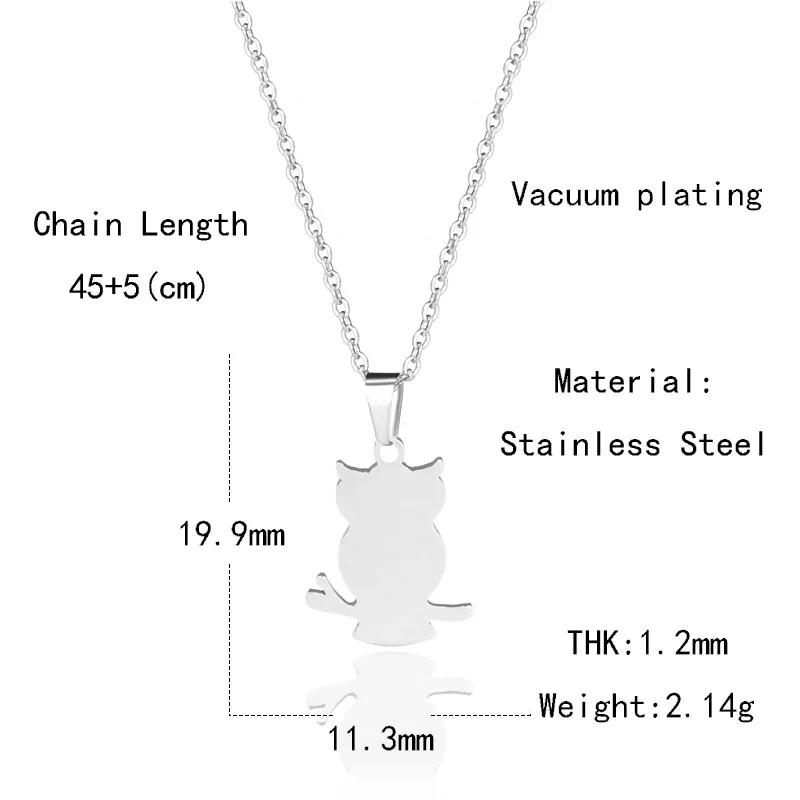 

304 Stainless Steel The Owl Chain Necklace Collarbone Chain Pendants Necklace Wholesale Accessories Lovely Simple Jewelry Gifts