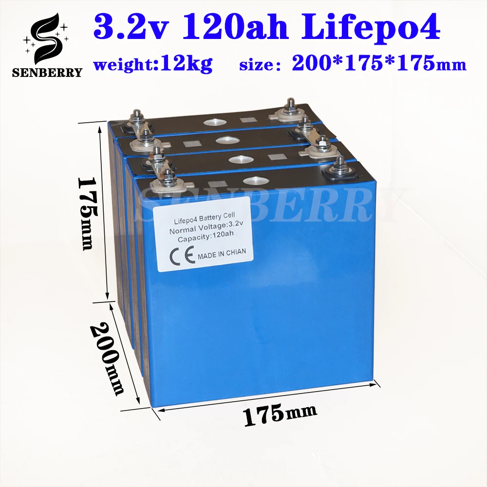 

4PCS NEW 3.2V 120Ah lifepo4 battery LFP lithium-solar 4S 12v120ah cells not 100Ah / 200Ah for pack EV Marine RV Golf EU TAX FREE