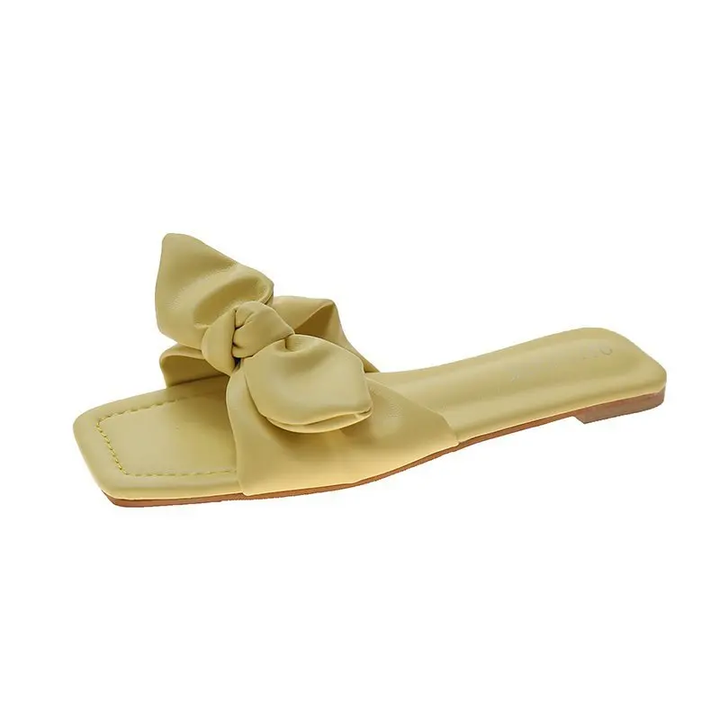 

Slippers Casual Butterfly-Knot Beach Shoes Slipers Women Slides Lady Low Luxury Sabot 2021 Summer Girl Fabric Rubber Butterfly-k