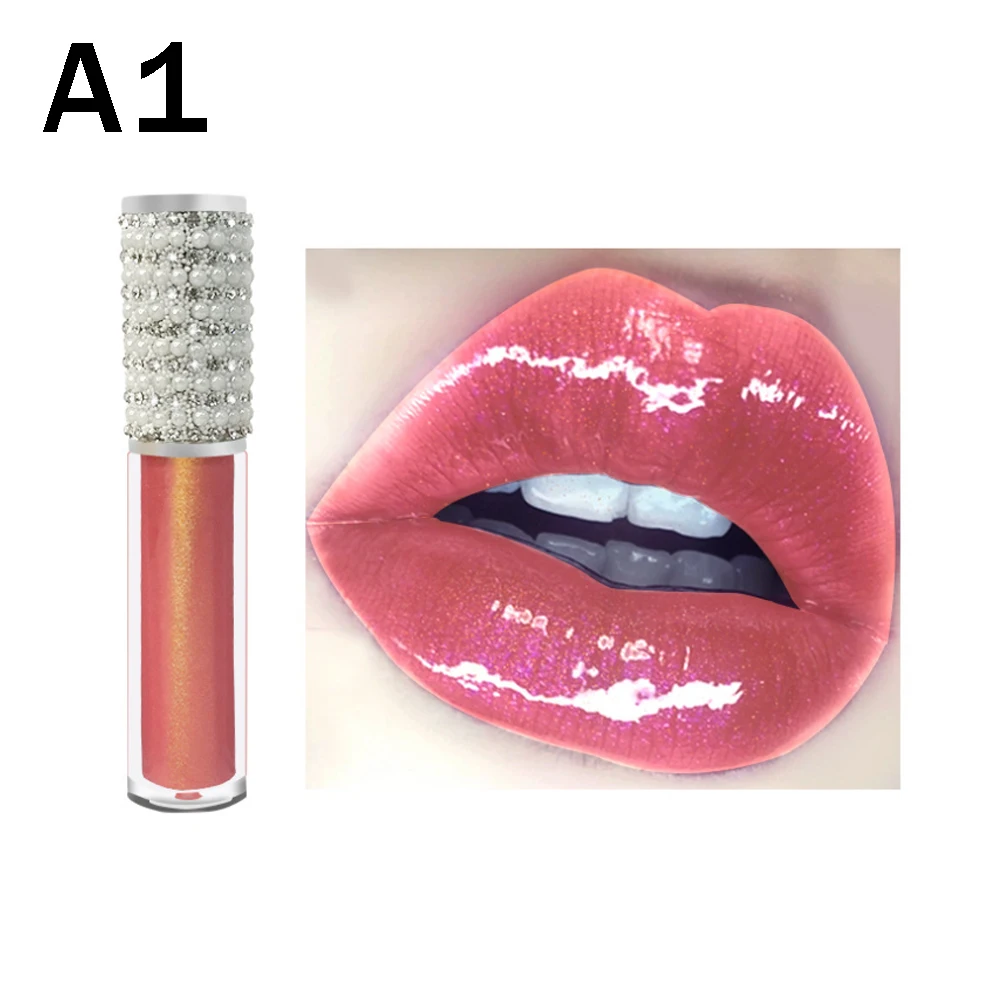 10pcs/lot Lip Gloss No Logo Wholesale Diamond Tube Lipgloss Private Label Cosmetics Clear Shiny Glitter Custom Liquid Lipstick