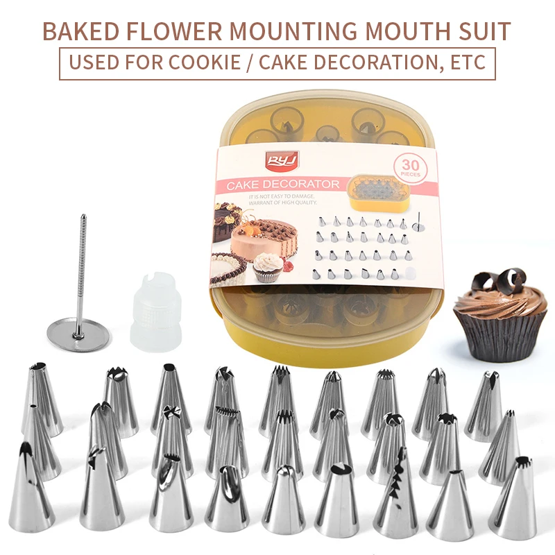 42pcs/Set Confectionery Bag With Nozzles Icing Piping Tip Stainless Steel Cake Decorating Tool Pastry Cream Spout For Baking #25 | Дом и сад
