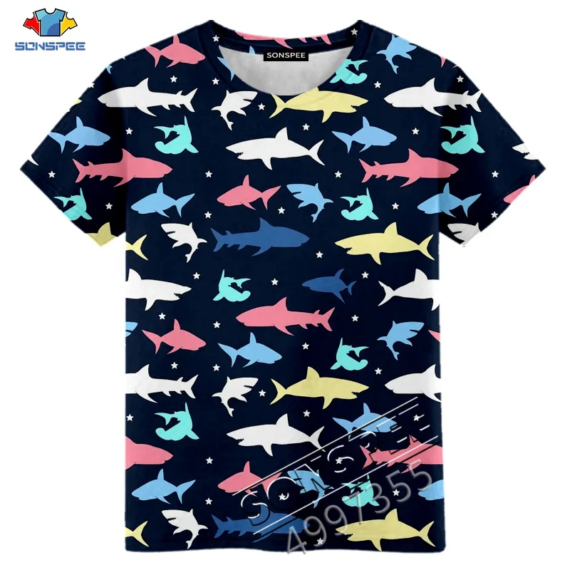 SONSPEE/2020 Одежда карамельного цвета с изображением акулы Харадзюку 3D Молодежная