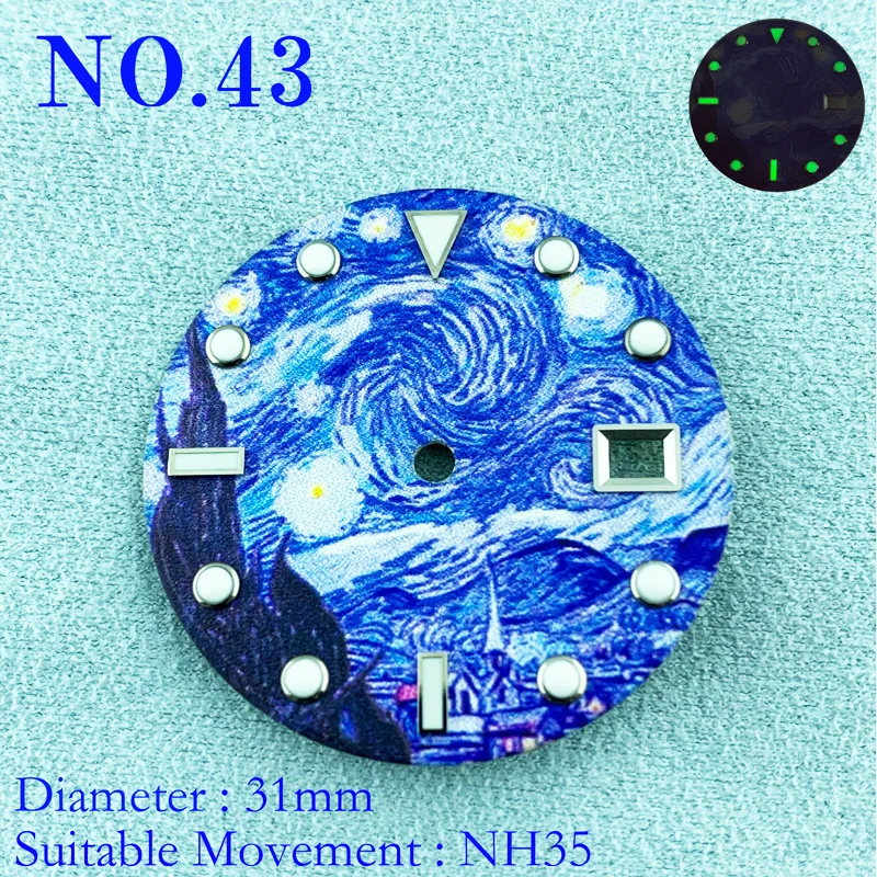 

NO LOGO 2836 2824 Mingzhu 2813 2836 Miyota 8215 821A movement Watch Dial 28.5-31mm Sterile Dial Luminous Suitable For ETA NO.43