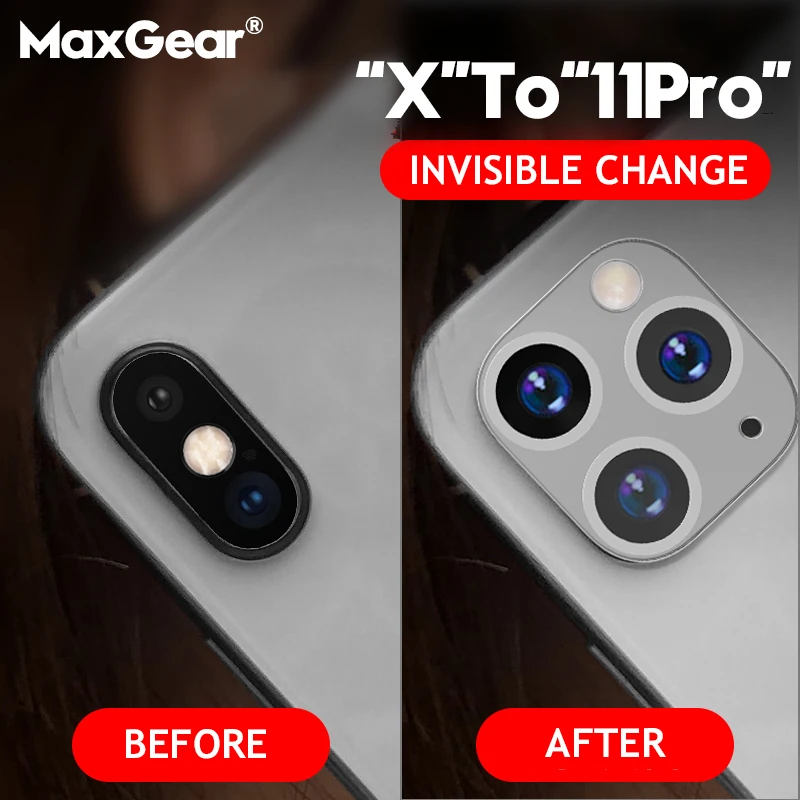 Металлический 3D чехол для Apple iPhone X XR XS Max сменный на 11 Pro стекло объектив камеры