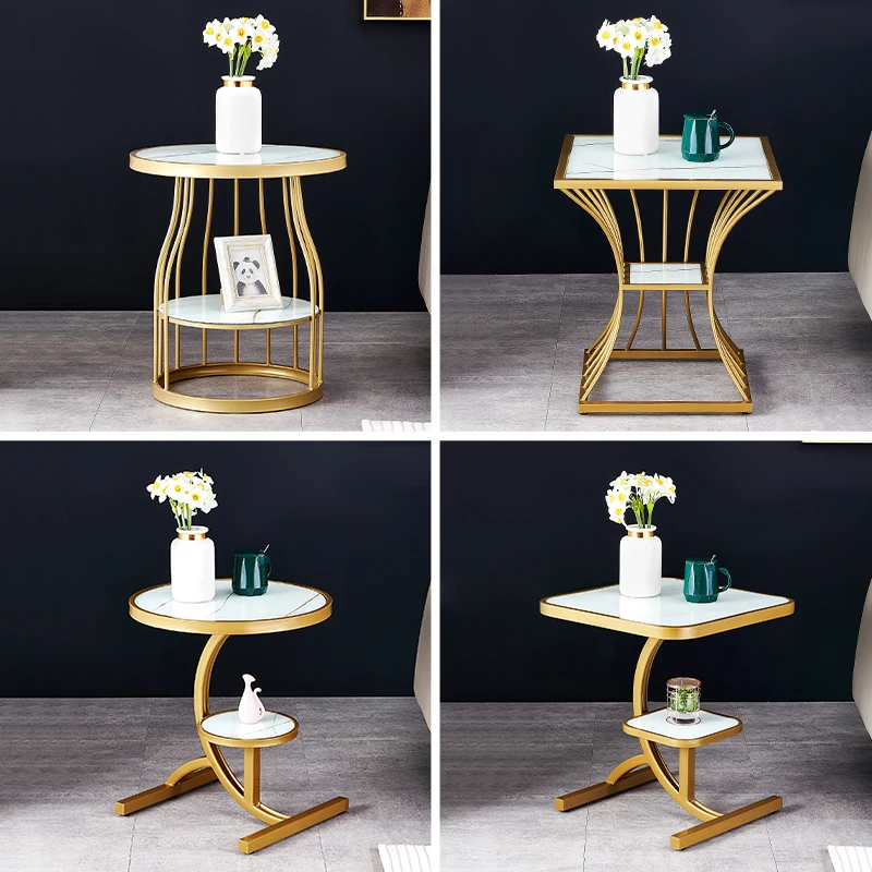 

Nordic Light Luxury Sofa Side Table Home living Room Balcony журнальный столик Tempered Glass Simple ModernSmall coffee tables