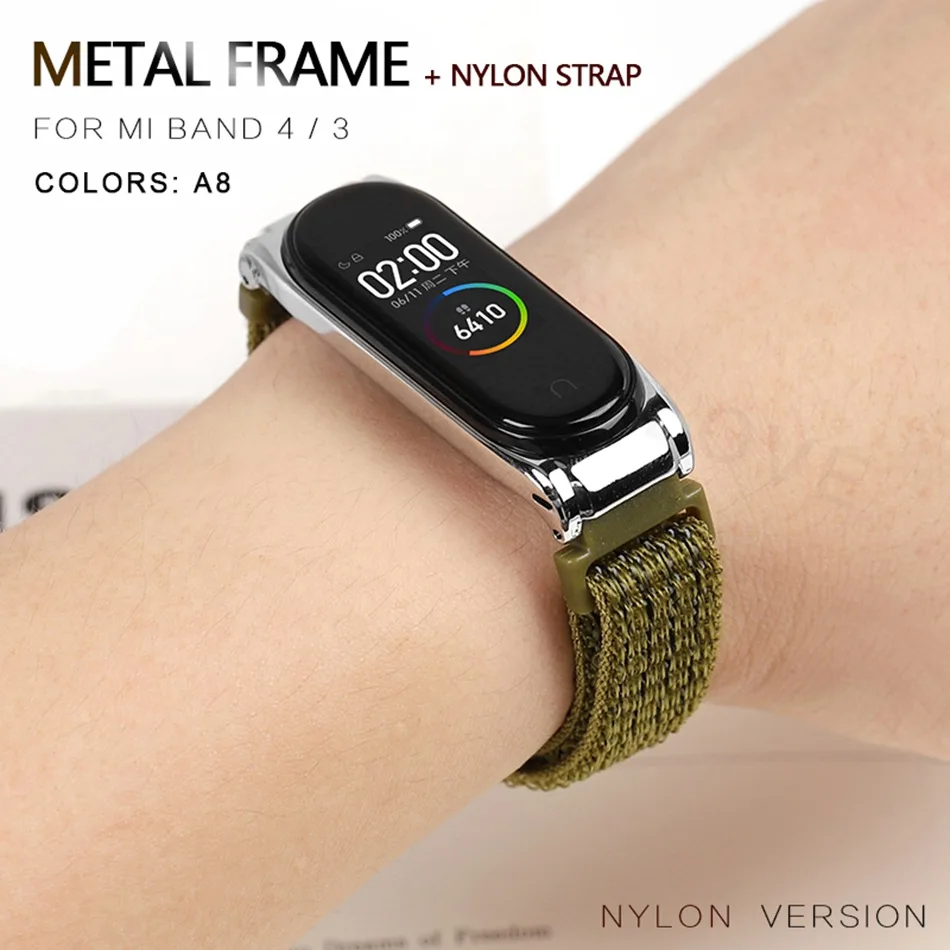 Nylon 020A8 Протектор/браслет mi band 3 4 ремешок для Xiaomi mi band 4 3 браслет/ремешок для mi Band 4 3 ремешок металлический/нейлоновый браслет ремень - Цвет: Nylon 020A8