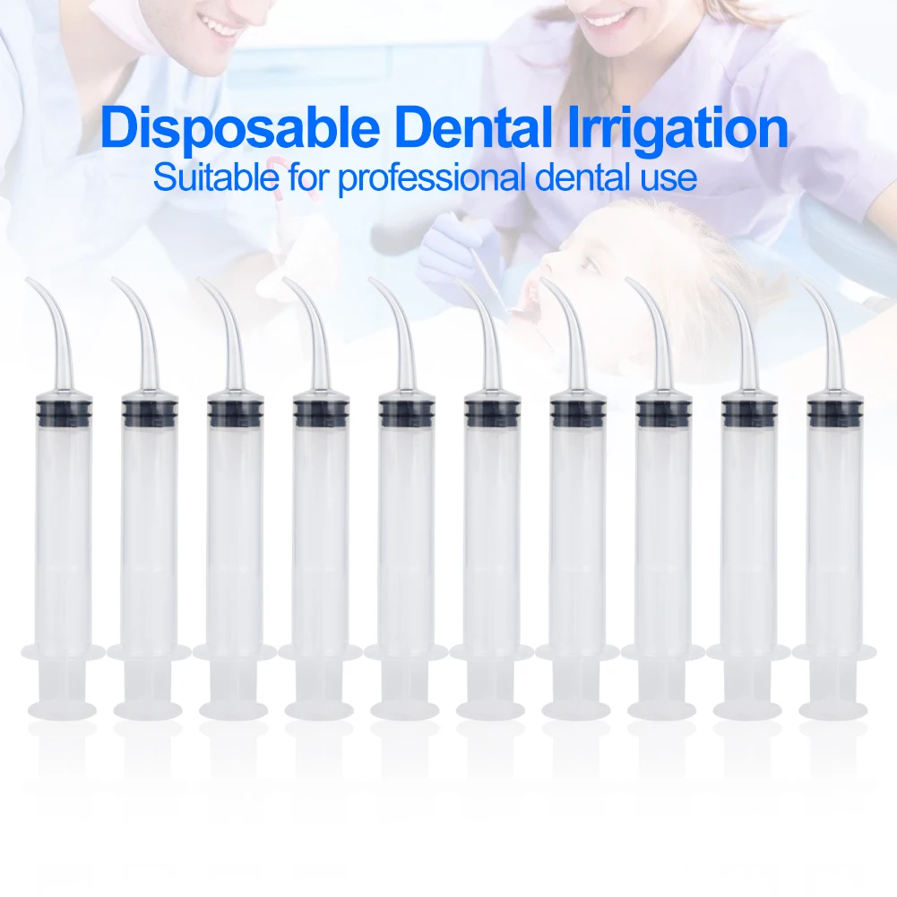 

50Pc Disposable Dental Irrigation Syringe Curved Tip Clear Utility Hobby Tool 12CCInjector Oral Care Tooth Whitening Instruments