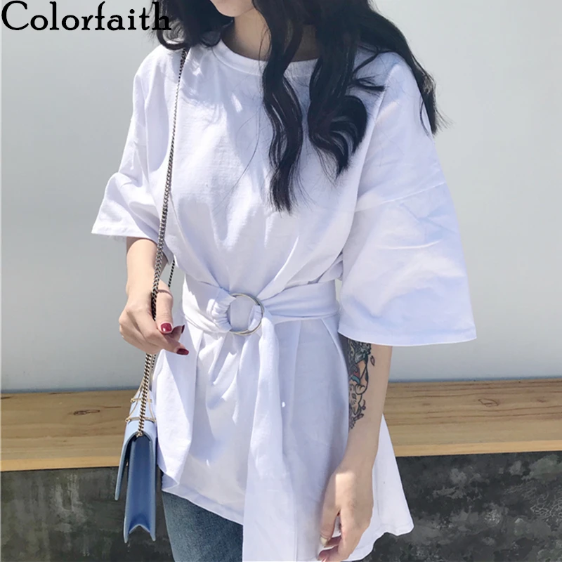 Colorfaith Новинка 2020 женские летние футболки однотонные многоцветные топы на