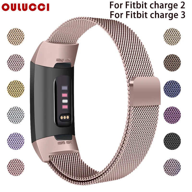 Металлический браслет OULUCCI из нержавеющей стали Магнитная Петля для Fitbit Charge 3