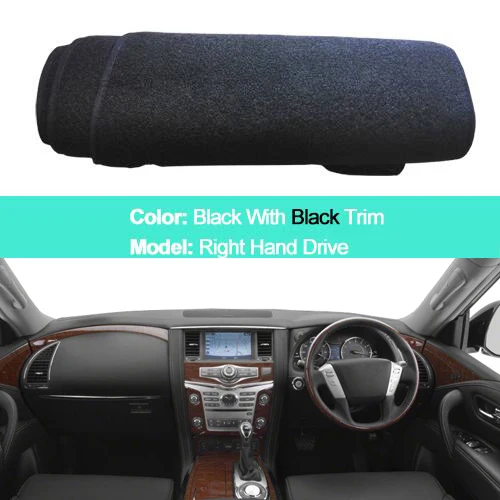RHD Black Крышка приборной панели автомобиля ковровая накидка dashмат для Nissan Patrol Y62 2011- Armada для Infiniti QX56 2011-2013 QX80 - Название цвета: RHD Black