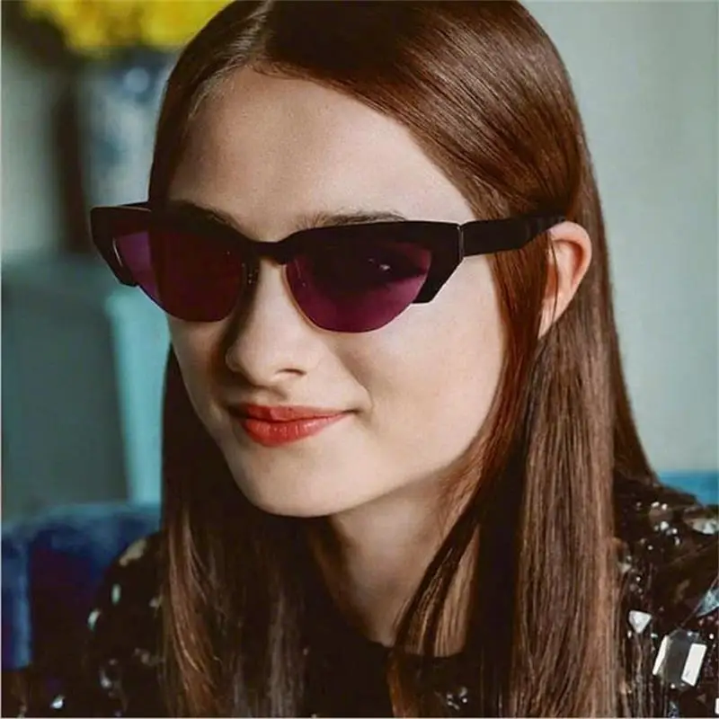 Женские солнцезащитные очки кошачий глаз с полуоправой в стиле ретро роскошные