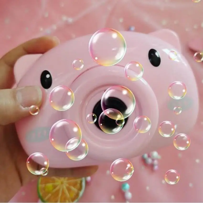 Automatic Funny Cute Cartoon Pig Animal Soap Children Bubble Maker Camera Bath Wrap Machine Toys Bubble Gifts for Kids and Girls