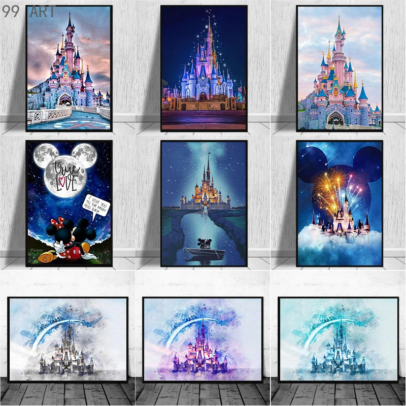 

Disney Castle Canvas Painting Artwork Cartoon Castle Anime Posters and Prints Wall Art Picture for Living Room Home Decor Gift