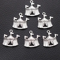 8pcslot silver plated circus tent charm metal pendants diy necklaces bracelets jewelry handicraft accessories 2222mm p188
