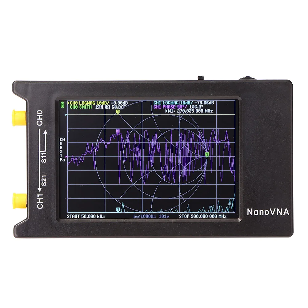 

Векторный анализатор сети NanoVNA, 4-дюймовый анализатор сети с цифровым ЖК-дисплеем 10KHz-1.5 ГГц, для коротких волн HF, VHF, UHF, UHF, антенны