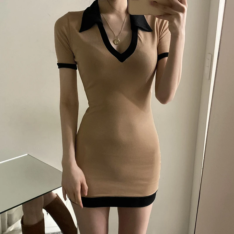 

Rockmore Black Elegant Knitted Mini Dress Bodycon Party Dress Summer Sexy Short Sleeve Dresses Harajuku Women Casual Female 2021