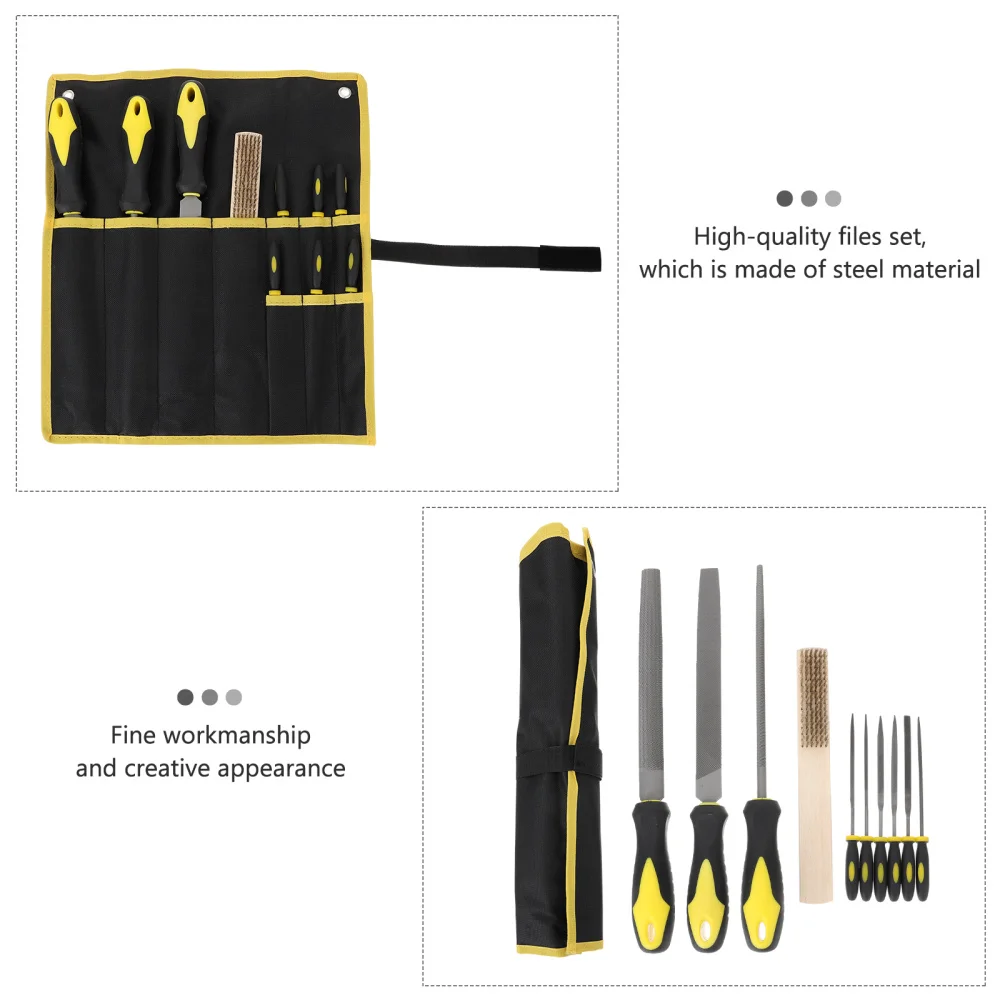 

10pcs/set File Set Metal Polishing File Shaping File Steel Hand Tools with Brush