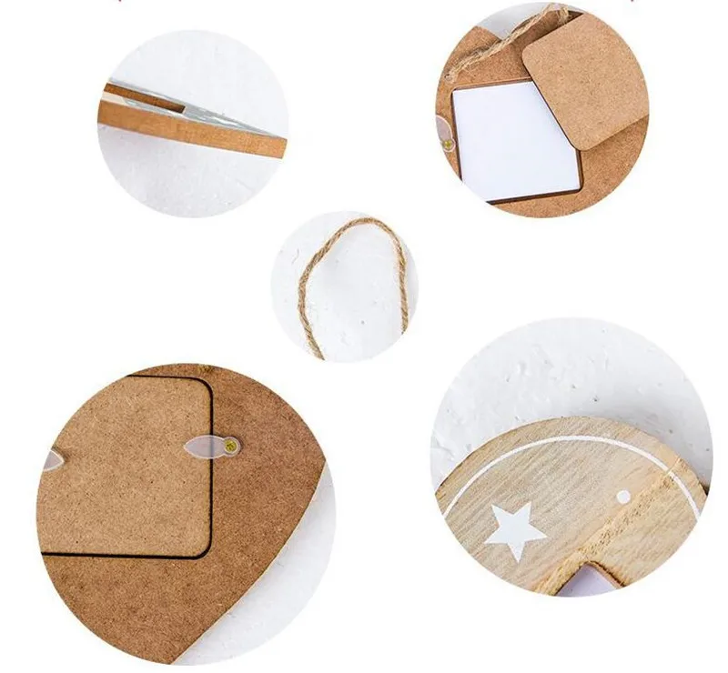 Рождественская деревянная фоторамка подвесная Елочная игрушка Звезда Сердце