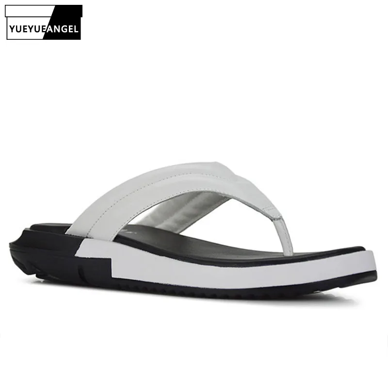 Шлепанцы мужские из натуральной кожи сандалии на толстой платформе повседневные