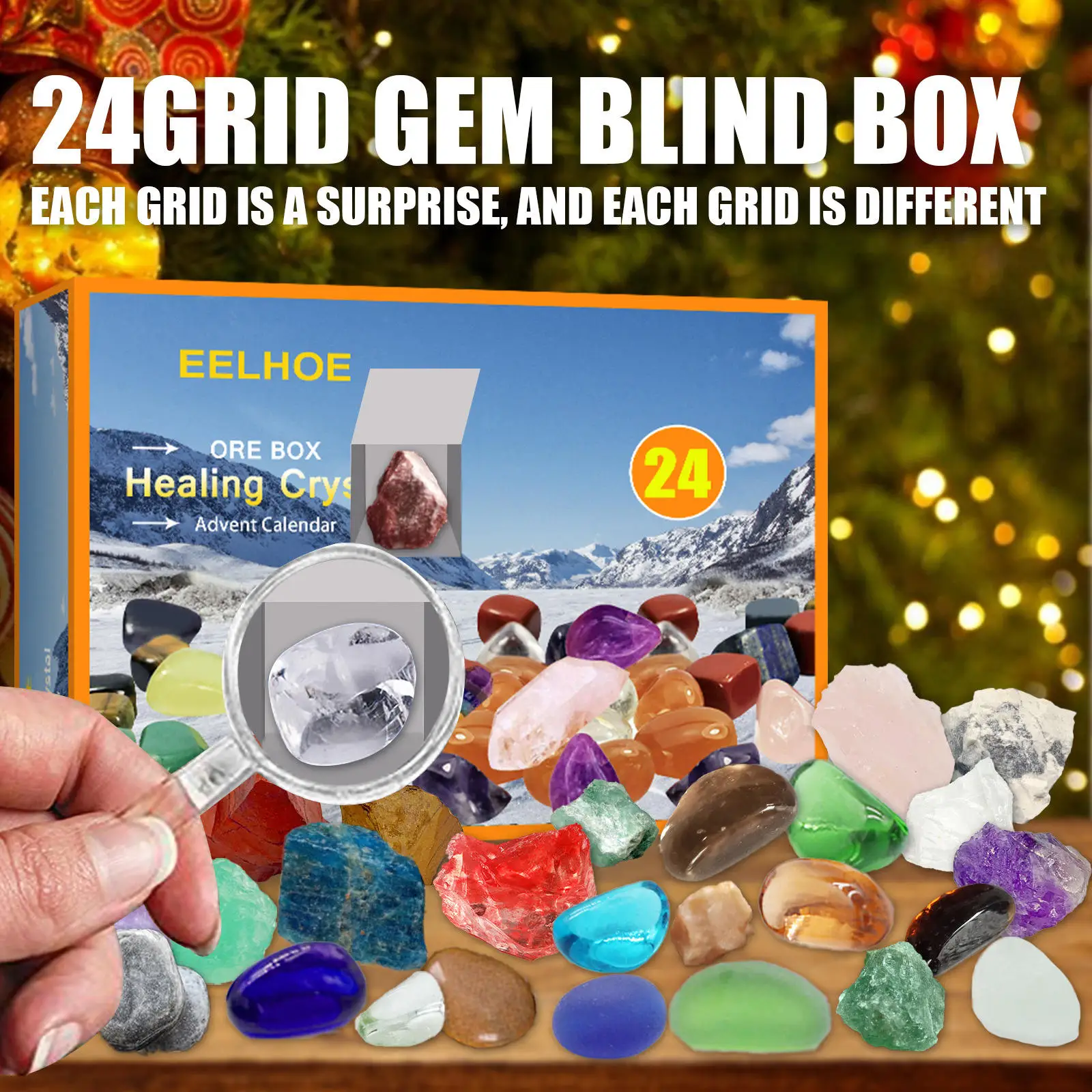 

Christmas Advent Calendar Gemstones Ore Box Christmas Party Gift