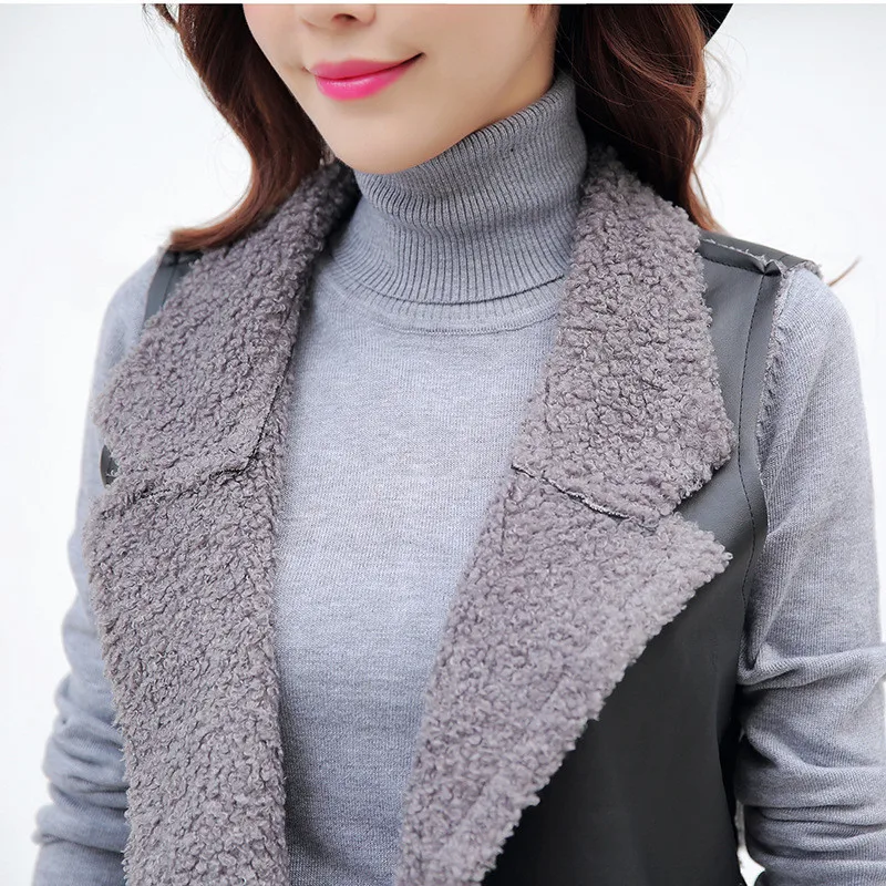 Женский жилет из ПУ кожи без рукавов на осень/зиму | Женская одежда