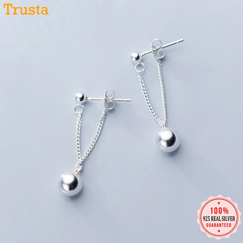 Серьги-гвоздики с бусинами 100% 925 пробы серебряные серьги милый подарок для женщин