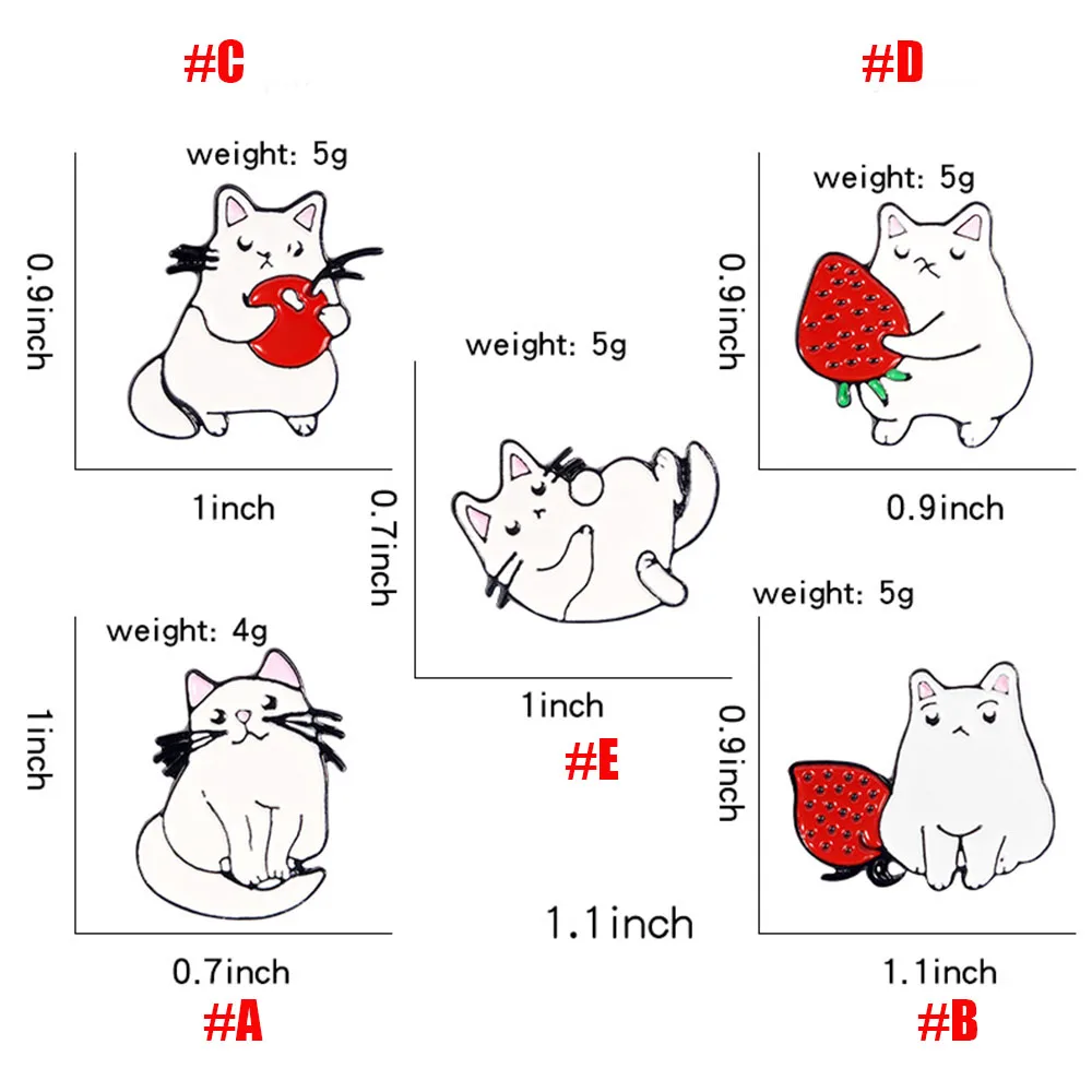 

Cartoon Strawberry Brooch Cat Metal Badge Button Pins Denim Jacket Pin Jewelry Decoration Badge Clothes Lapel Pins