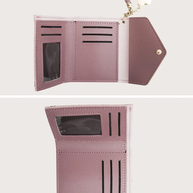 

Simple Style Ladies Short Wallet Tassel Wallet Three Fold Wallet Clip Woman Coin Purse Card Package Birthday Gift For Girlfriend