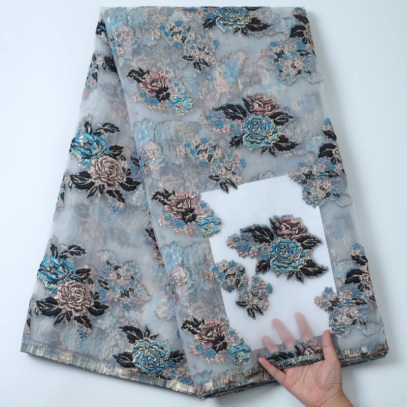 

Кружевная синяя позолоченная Тюлевая французская кружевная ткань SJD высокого качества африканская кружевная ткань для женского свадебног...