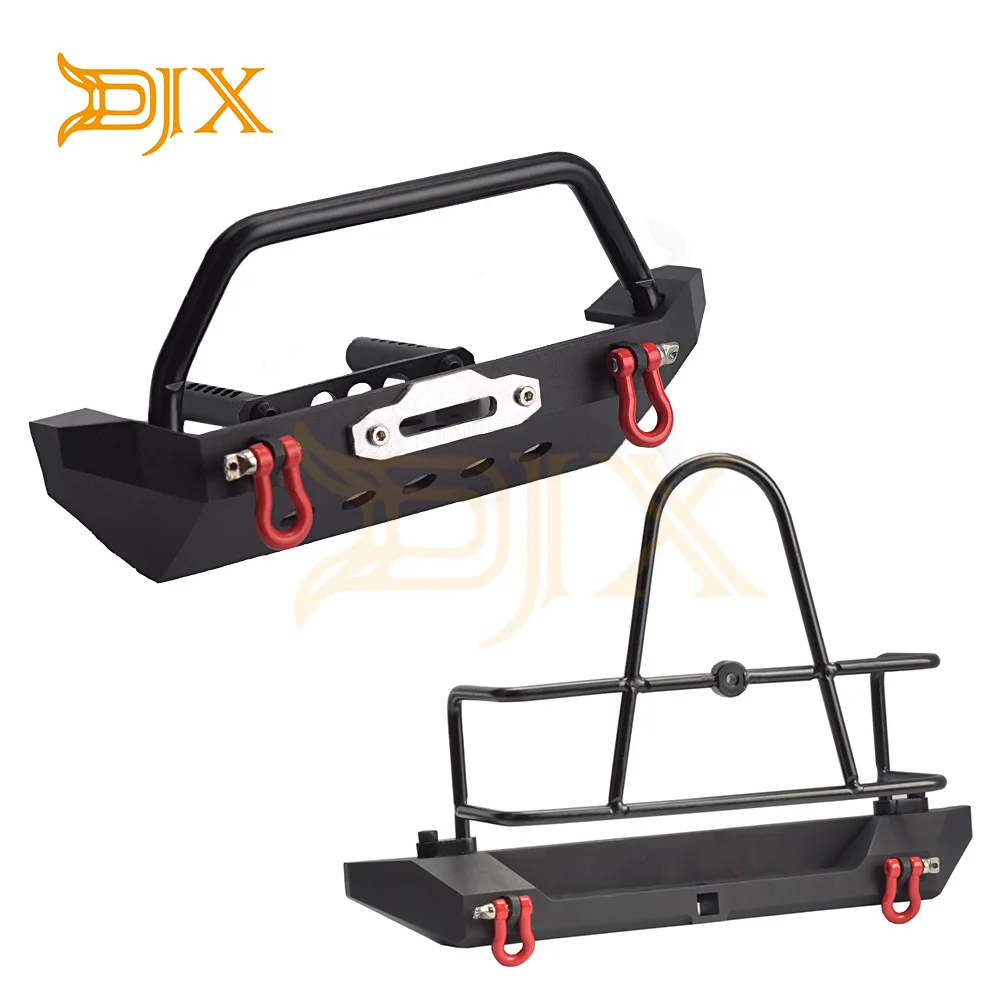 

DJX металлический передний и задний бампер с подставкой для шин для 1/10 RC Crawler Car Axial SCX10 90046 Traxxas TRX4