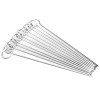 12pcs bbq barbeque skewers needle utensil fork iron kitchen utensils outdoor camping barbecue tools