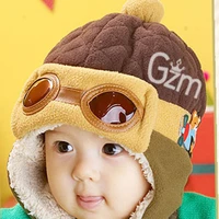 popular childrens plush beanie caps boys girls earflap hats thickened pilot glasses bomber cap dropshipping 1 4 years old