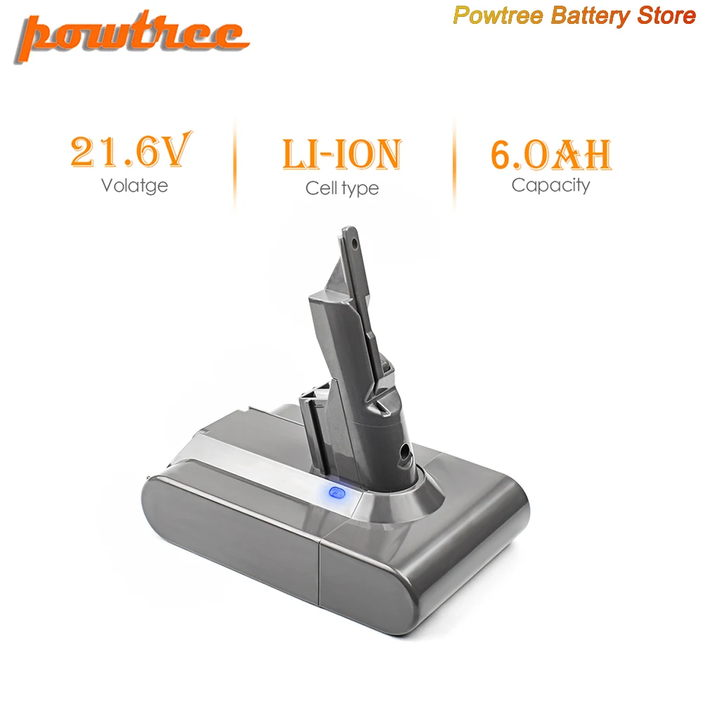 Powtree 6000mAh 21.6V Li-ion Battery Replacement For Dyson V7 Motorhead Animal Trigger HEPA Handheld Vacuum Cleaners L70 | Электроника