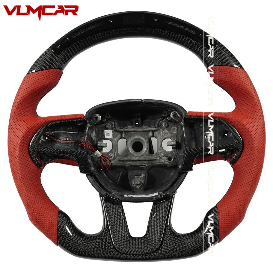 

Custom Carbon Fiber Steering Wheel With LED For Dodge Challenger Durango Charger SRT