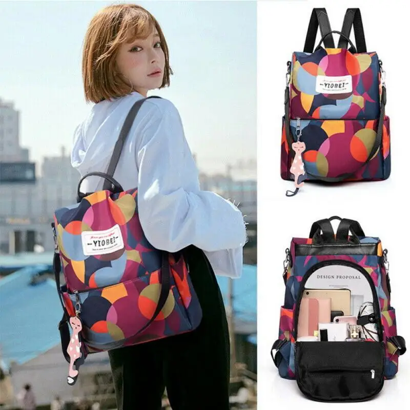 

Anti-theft Outdoor Oxford Cloth Adjustable Casual Large Capacity Printing Women Backpack Travel Portable School Bag Storage