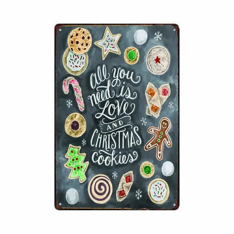 

Metal Painting "Christmas COOKIES" Wall Art Decor Poster Iron Plate Vintage House Bar Coffee Retro Tin Signs Room Decoration